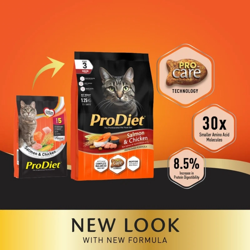 PRODIET 1.25KG SENIOR SALMON & CHICKEN DRY CAT FOOD image 2