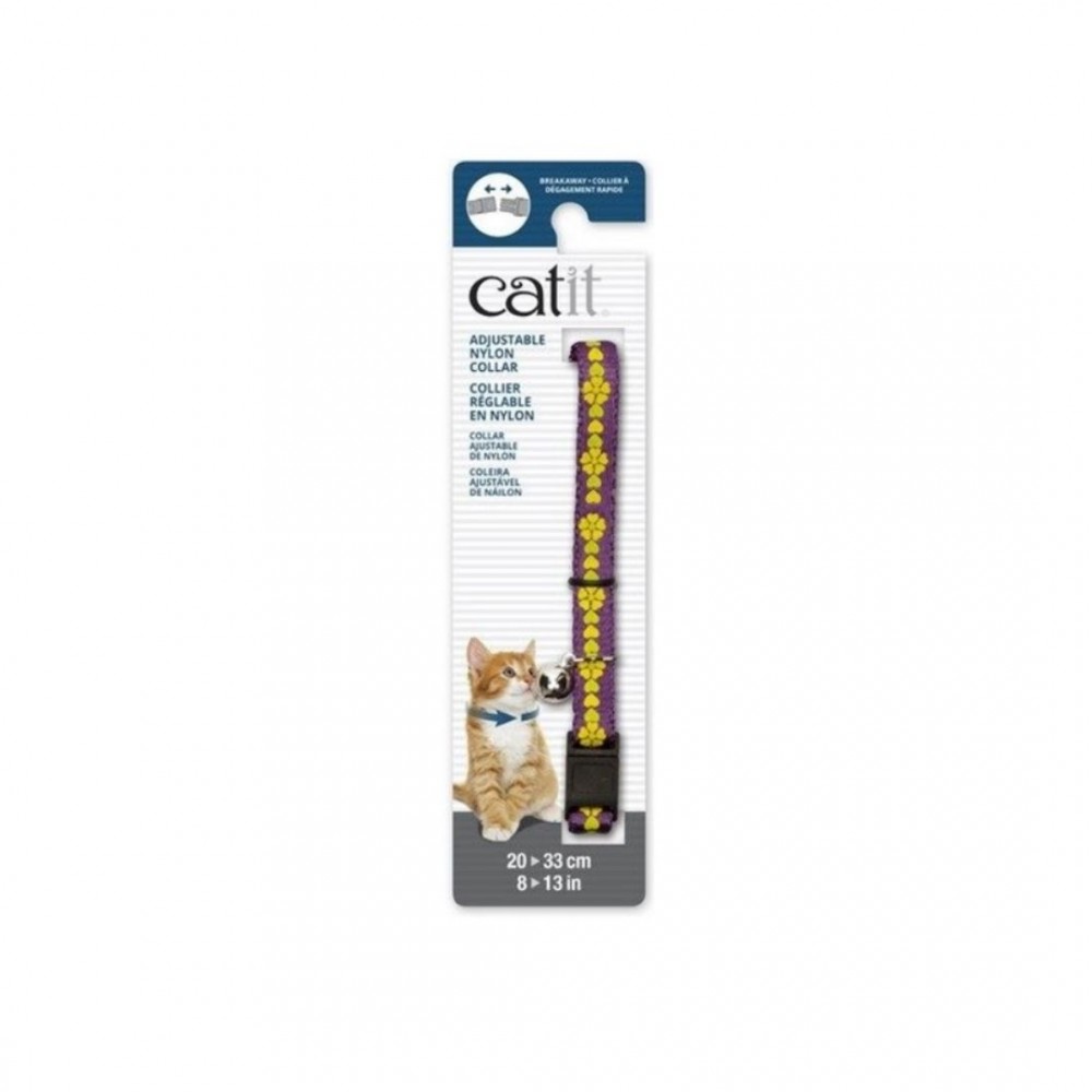 CATIT ADJUSTABLE NYLON COLLAR REFLECTIVE PURPLE WITH FLOWERS 20-30CM (8-13IN) image 2