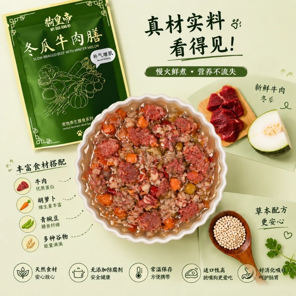 MYDOGKING SINGLE PACK 100G SLOW BRAISED BEEF WITH WINTER MELON COOKED DOG FOOD image 8