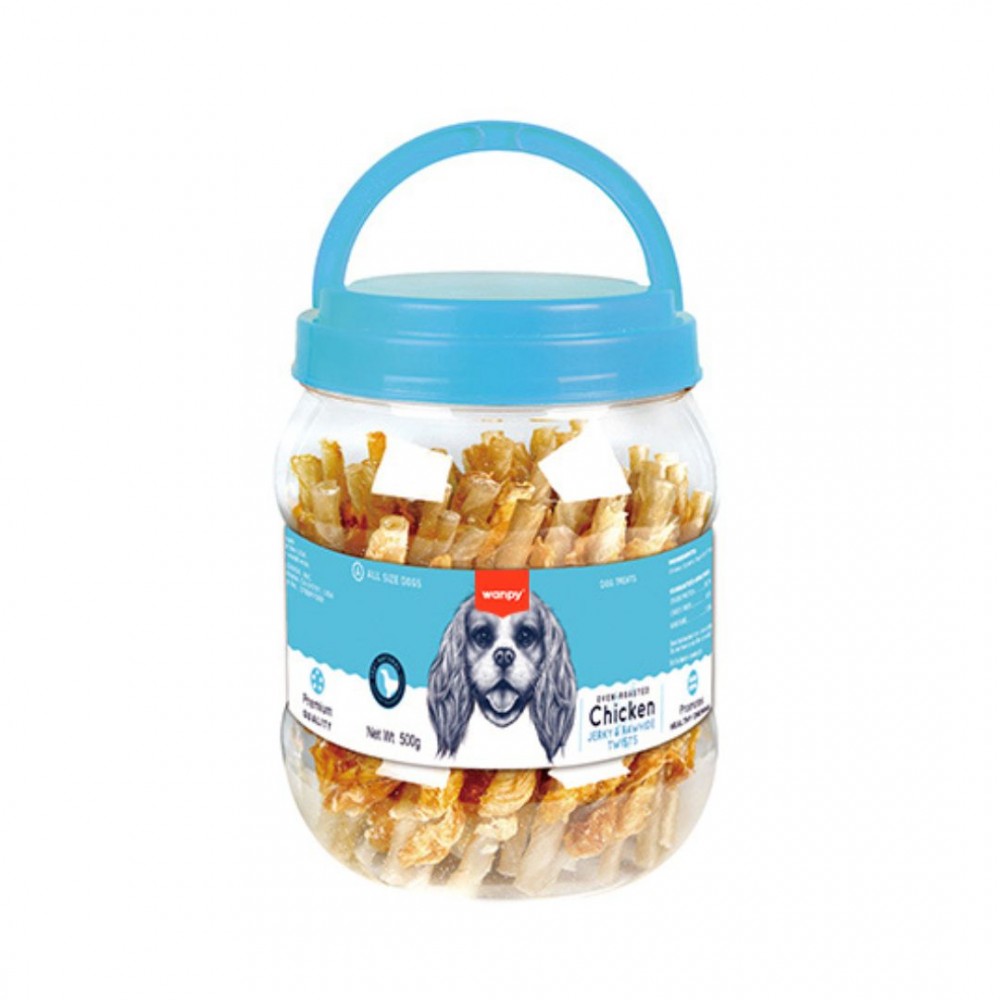 WANPY CHICKEN JERKY & RAWHIDE TWISTS 400G DOG SNACK image 2