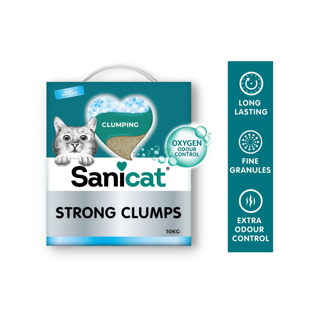 SANICAT STRONG CLUMPING 10KG BABY POWDER SCENTED BENTONITE CAT LITTER image 2