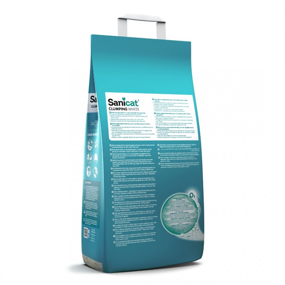 SANICAT CLUMPING WHITE COTTON FRESH 10L BENTONITE CAT LITTER image 3