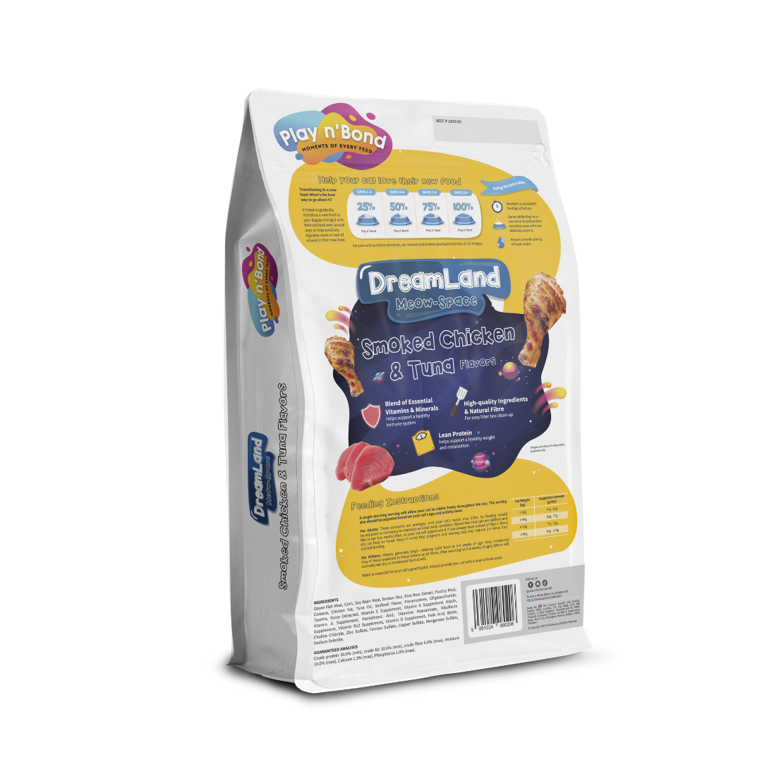 PLAY n'BOND CAT SKATE-SPACE SMOKED CHICKEN & TUNA FLAVOUR 1KG DRY CAT FOOD image 2
