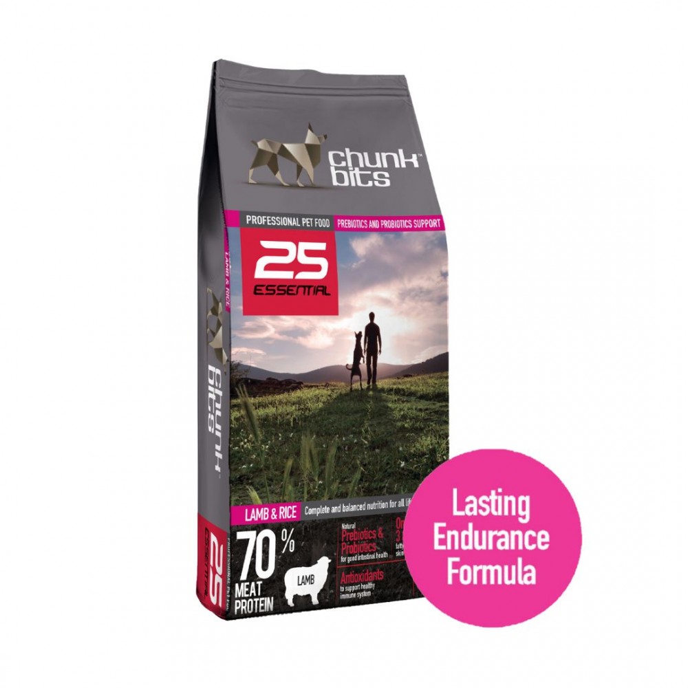 CHUNKBITS DOG 13KG ESSENTIAL 25 LAMB & RICE DRY DOG FOOD image 2