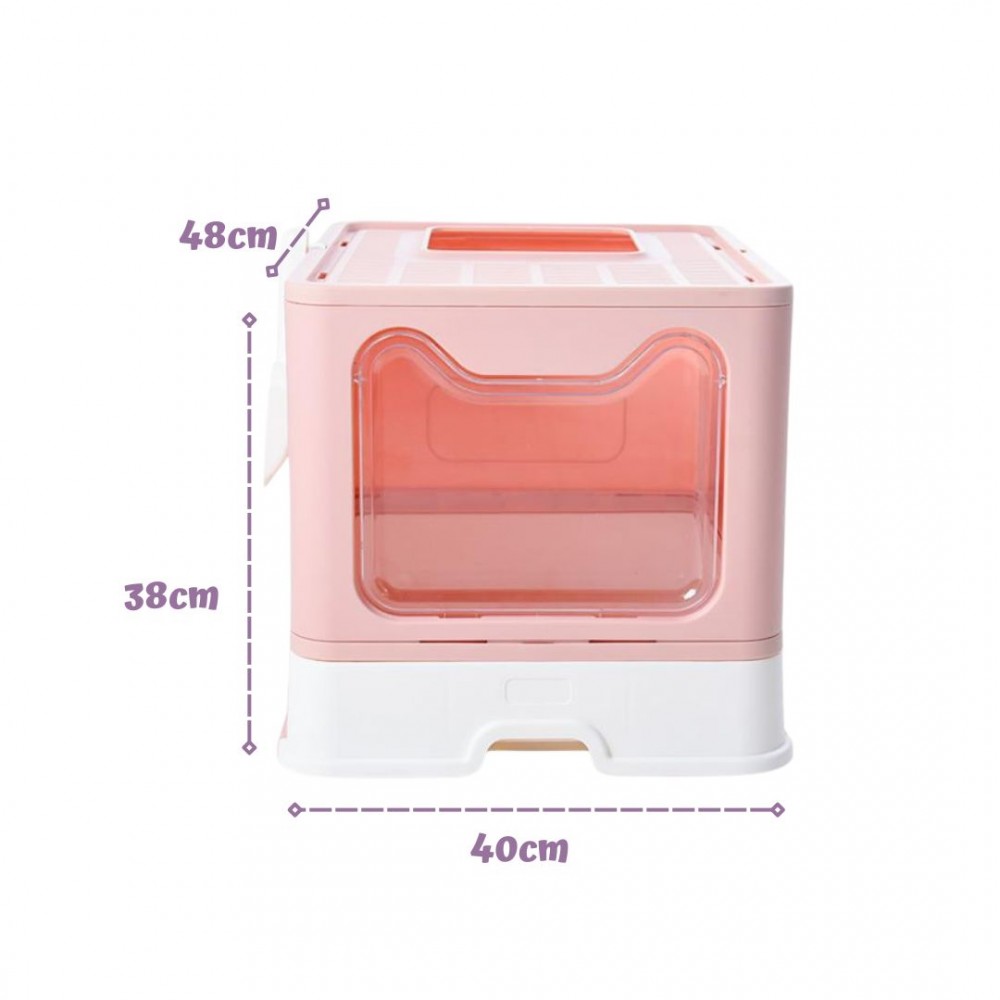 PTC FOLDABLE CAT LITTER BOX PINK 48x40x38CM image 2