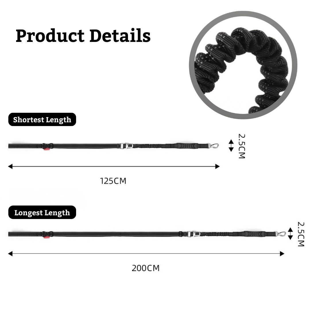 PTC TACTICAL DOG LEASH IN BLACK 125-200CM X2.5CM image 2