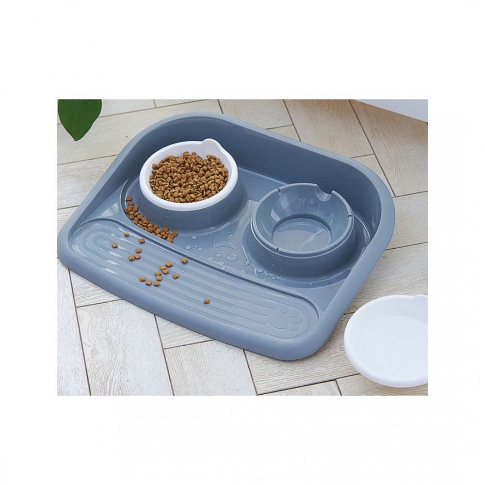 PTC TWIN PET BOWL WITH MAT IN GREY 45x35x8CM image 5