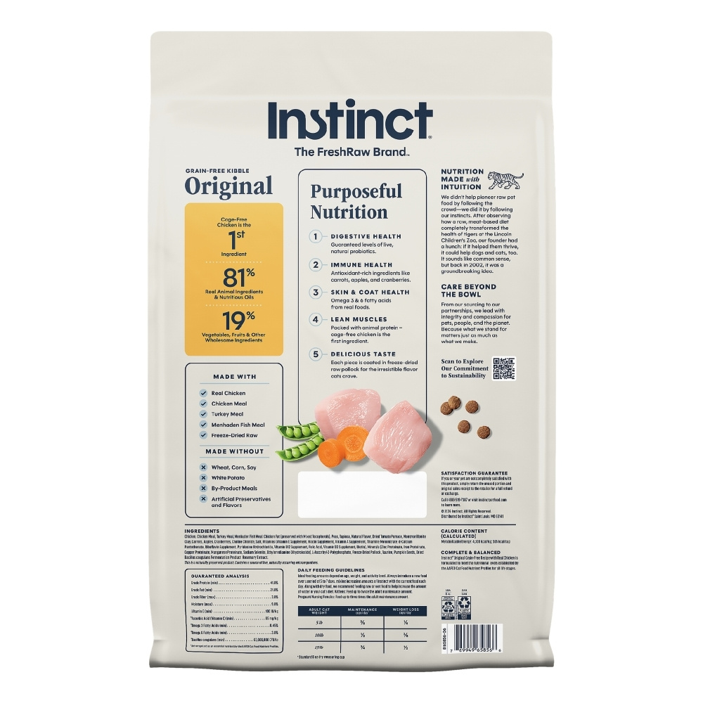 INSTINCT CAT ORIGINAL 4.9KG (11LB) GRAIN FREE RECIPE WITH REAL CHICKEN DRY CAT FOOD image 5