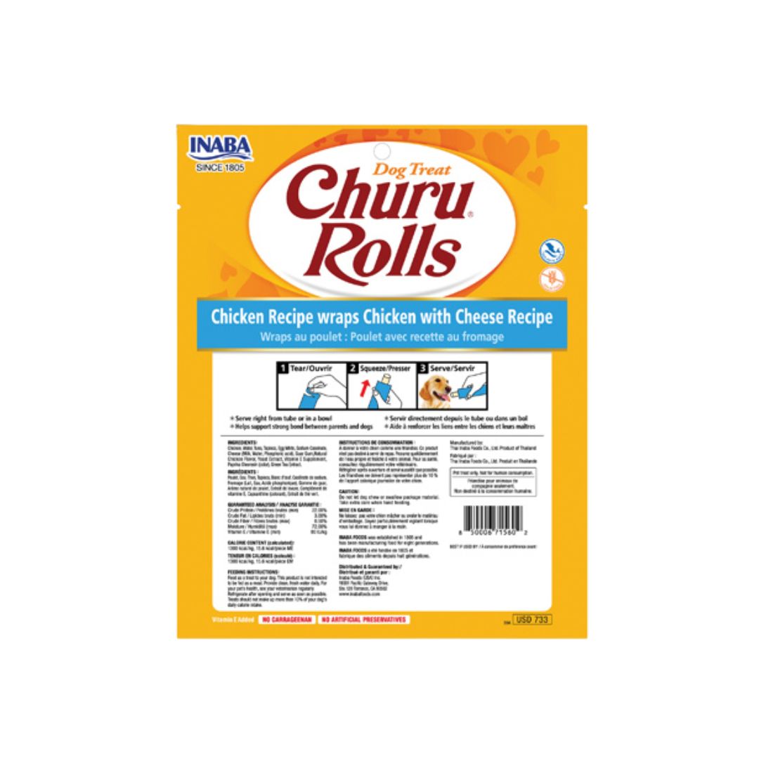 INABA CHURU ROLL CHICKEN RECIPE WRAPS CHICKEN WITH CHEESE RECIPE 96G DOG TREAT image 2