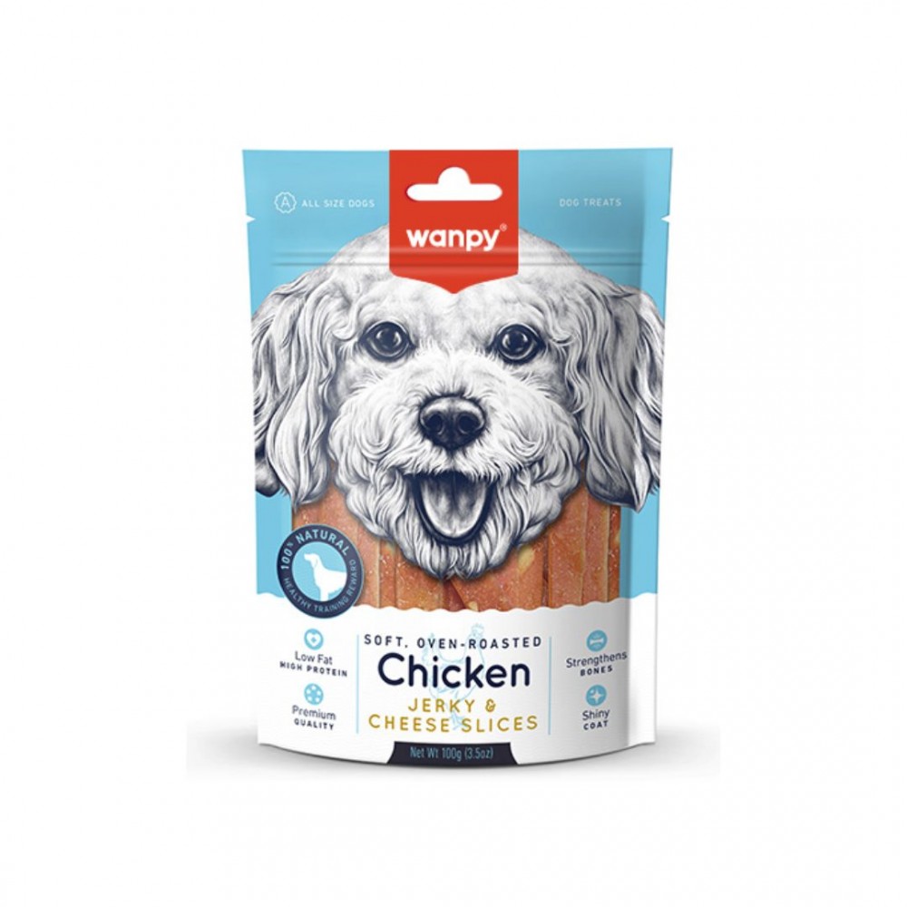 WANPY CHICKEN JERKY & CHEESE SLICE 100G DOG SNACK image 2