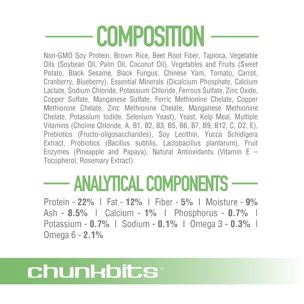 CHUNKBITS DOG 4KG VEGAN 22 PLANT-BASED PROTEIN DRY DOG FOOD image 5