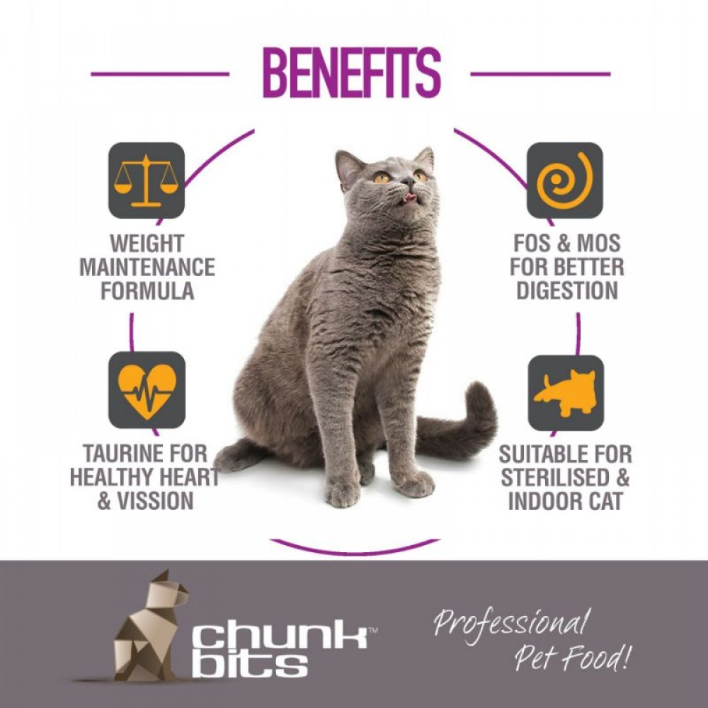 CHUNKBITS CAT 1.5KG UPKEEP 28 CHICKEN DRY CAT FOOD image 3