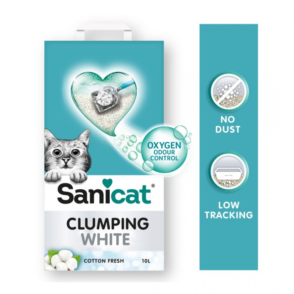 SANICAT CLUMPING WHITE COTTON FRESH 10L BENTONITE CAT LITTER image 2