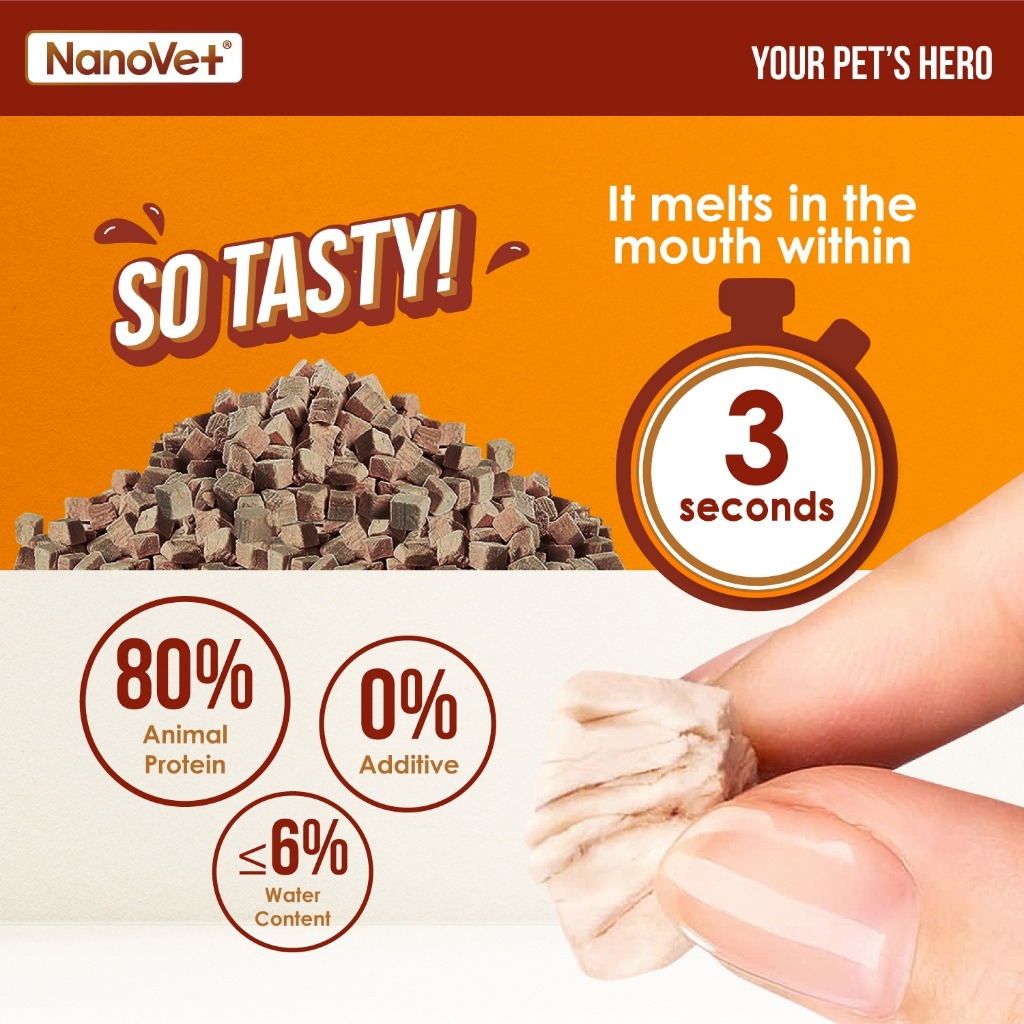 NANOVET FREEZE DRIED DUCK 200G CAT & DOG TREATS image 2