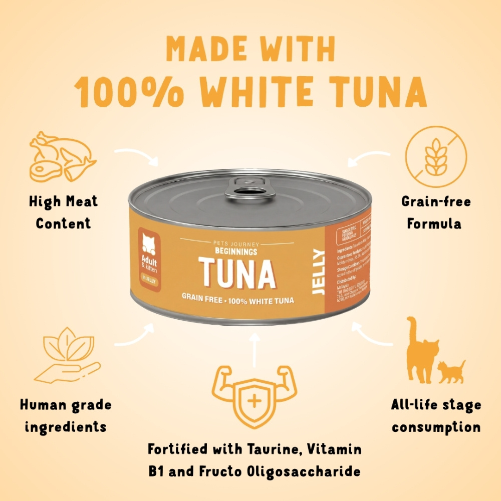 PETS JOURNEY BEGINNINGS 80G TUNA IN JELLY WET CANNED CAT FOOD image 2