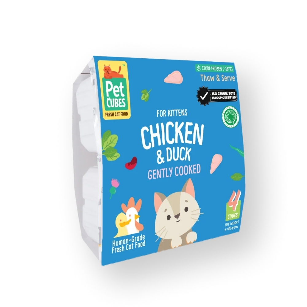 PETCUBES 4x80G CHICKEN & DUCK FOR KITTENS COOKED CAT FOOD image 2