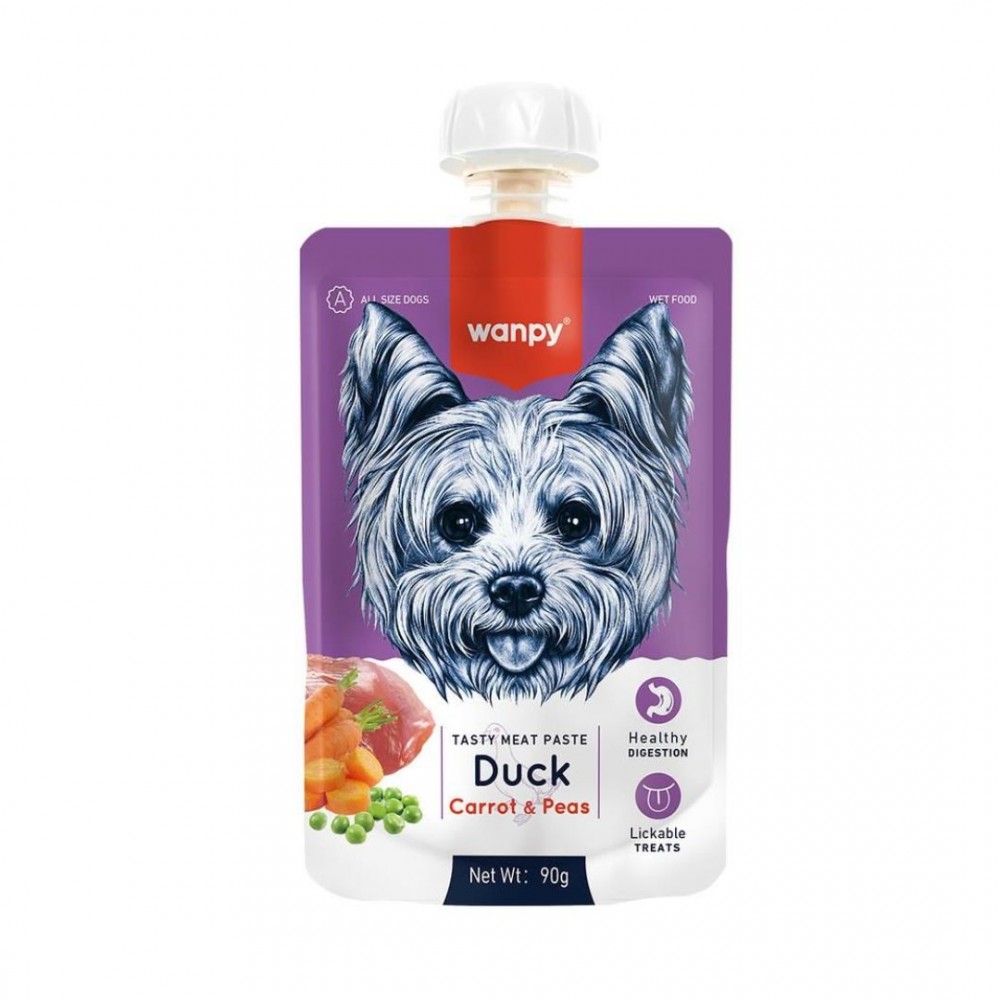WANPY DOG 90G DUCK + CARROT & PEA TASTY MEAT PASTE image 2
