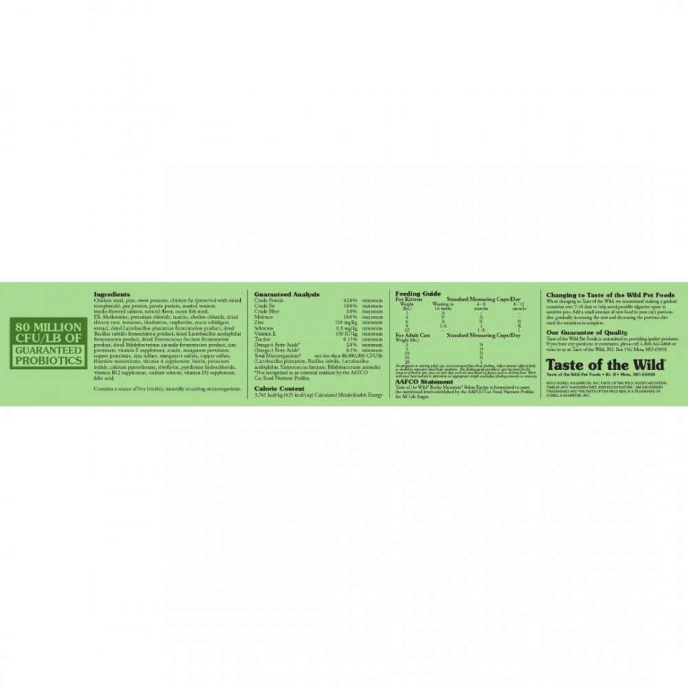 TASTE OF THE WILD CAT 2KG ROCKY MOUNTAIN FELINE VENISON & SMOKED SALMON DRY CAT FOOD image 4