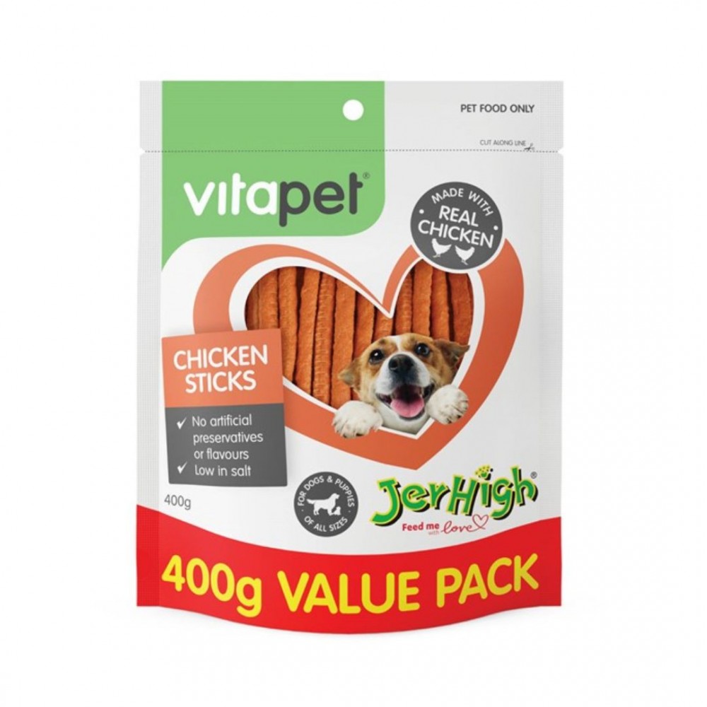 VITAPET JERHIGH 400G CHICKEN STICKS DOG TREAT image 2