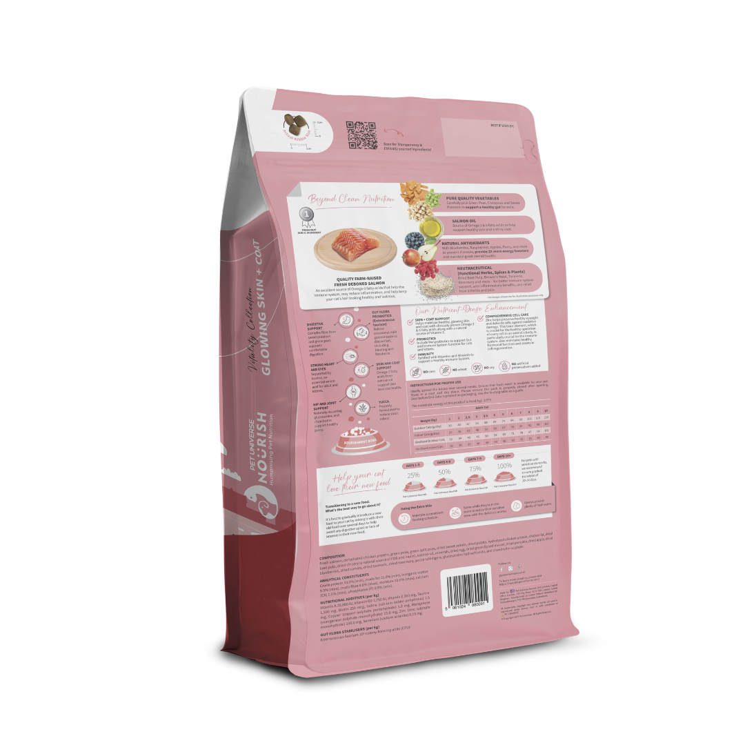 PET UNIVERSE NOURISH CAT VITALITY 4KG GLOWING SKIN AND COAT WITH FRESH SALMON DRY CAT FOOD image 2