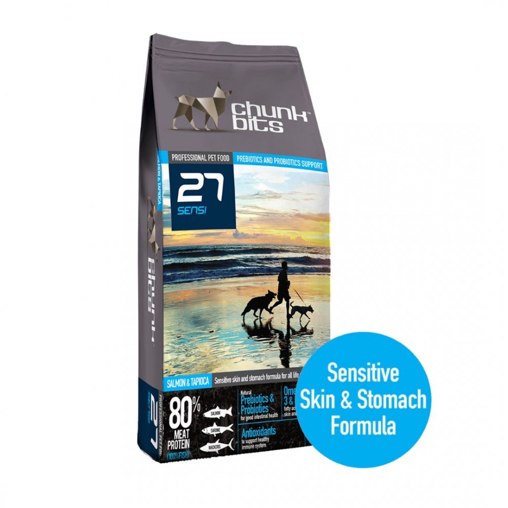 CHUNKBITS DOG 13KG SENSI 27 SALMON & TAPIOCA DRY DOG FOOD image 2