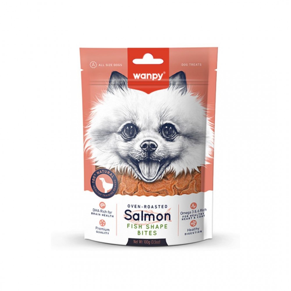 WANPY SOFT SALMON FISH SKIN BITES 100G DOG SNACK image 2