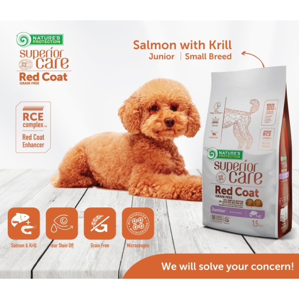 NATURE'S PROTECTION SUPERIOR CARE RED COAT SALMON & KRILL JUNIOR SMALL BREED 1.5KG DRY DOG FOOD image 2