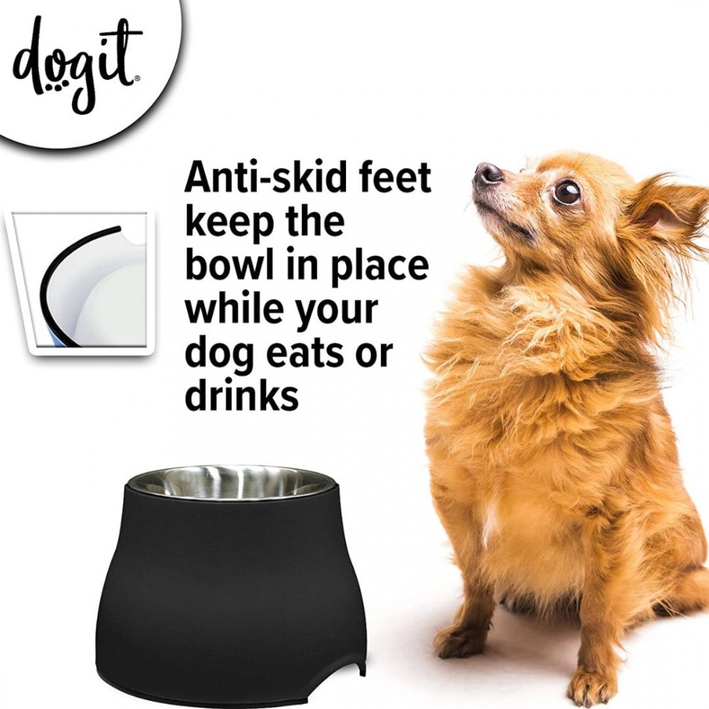 DOGIT ELEVATED DISH WITH STAINLESS STEAL INSERT SMALL 300ML BLACK image 3