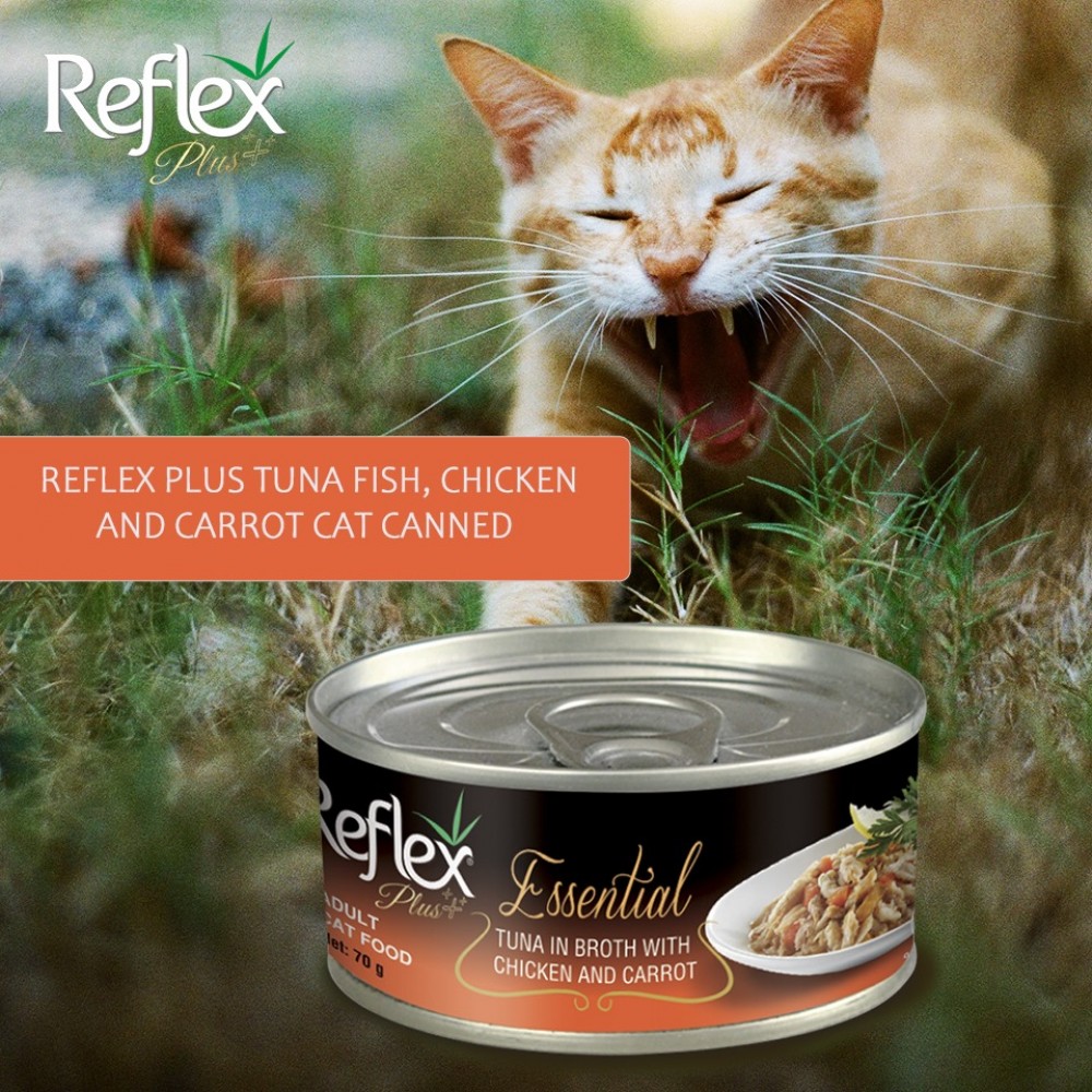 REFLEX PLUS ESSENTIAL TUNA IN BROTH WITH CHICKEN AND CARROT 70G WET CAT FOOD image 3