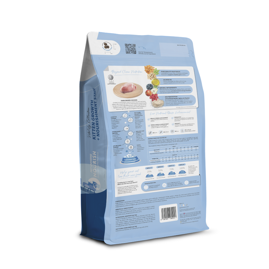 PET UNIVERSE NOURISH CAT VITALITY 4KG KITTEN GROWTH AND NOURISHMENT STAGE WITH FRESH CHICKEN DRY CAT FOOD image 2