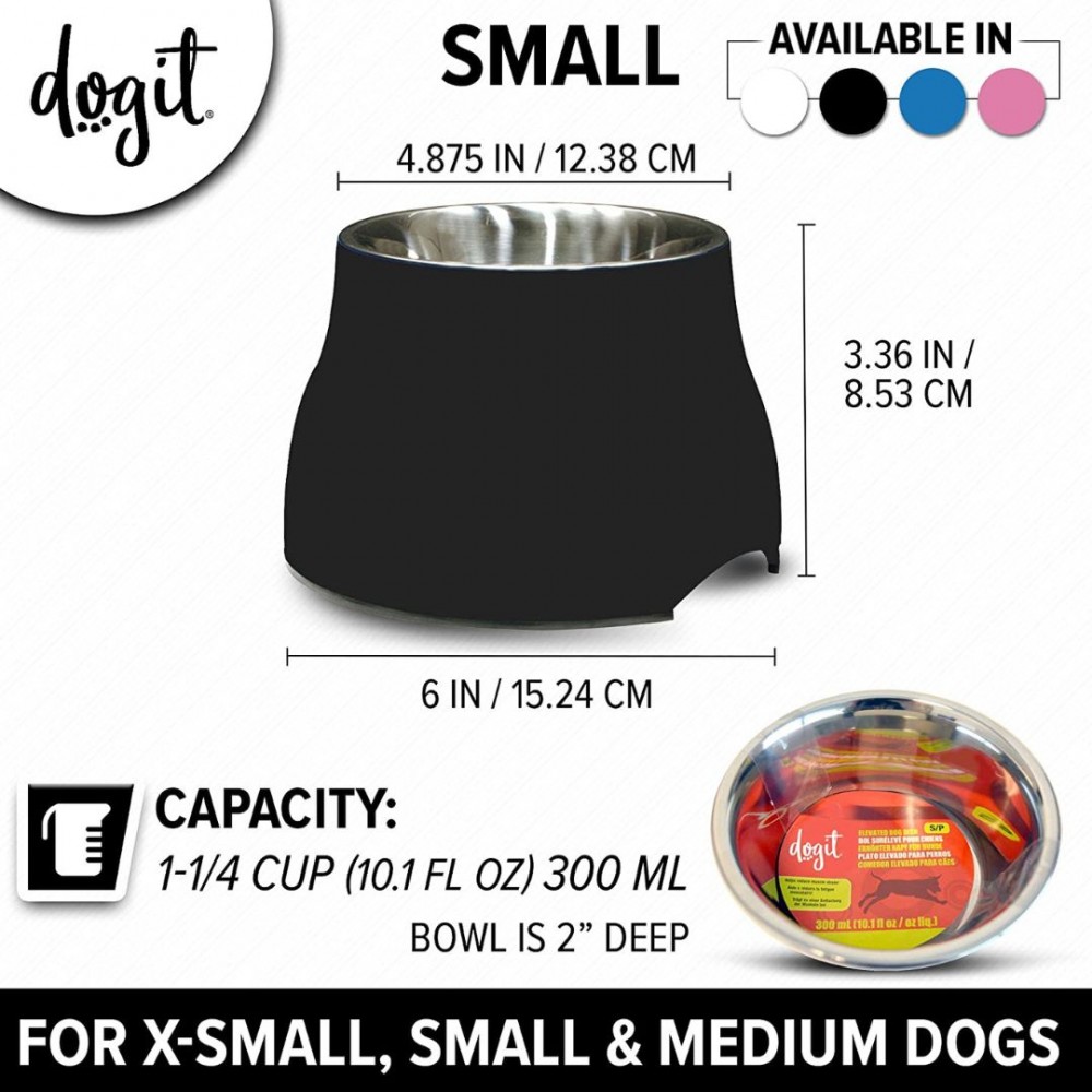 DOGIT ELEVATED DISH WITH STAINLESS STEAL INSERT SMALL 300ML BLACK image 4