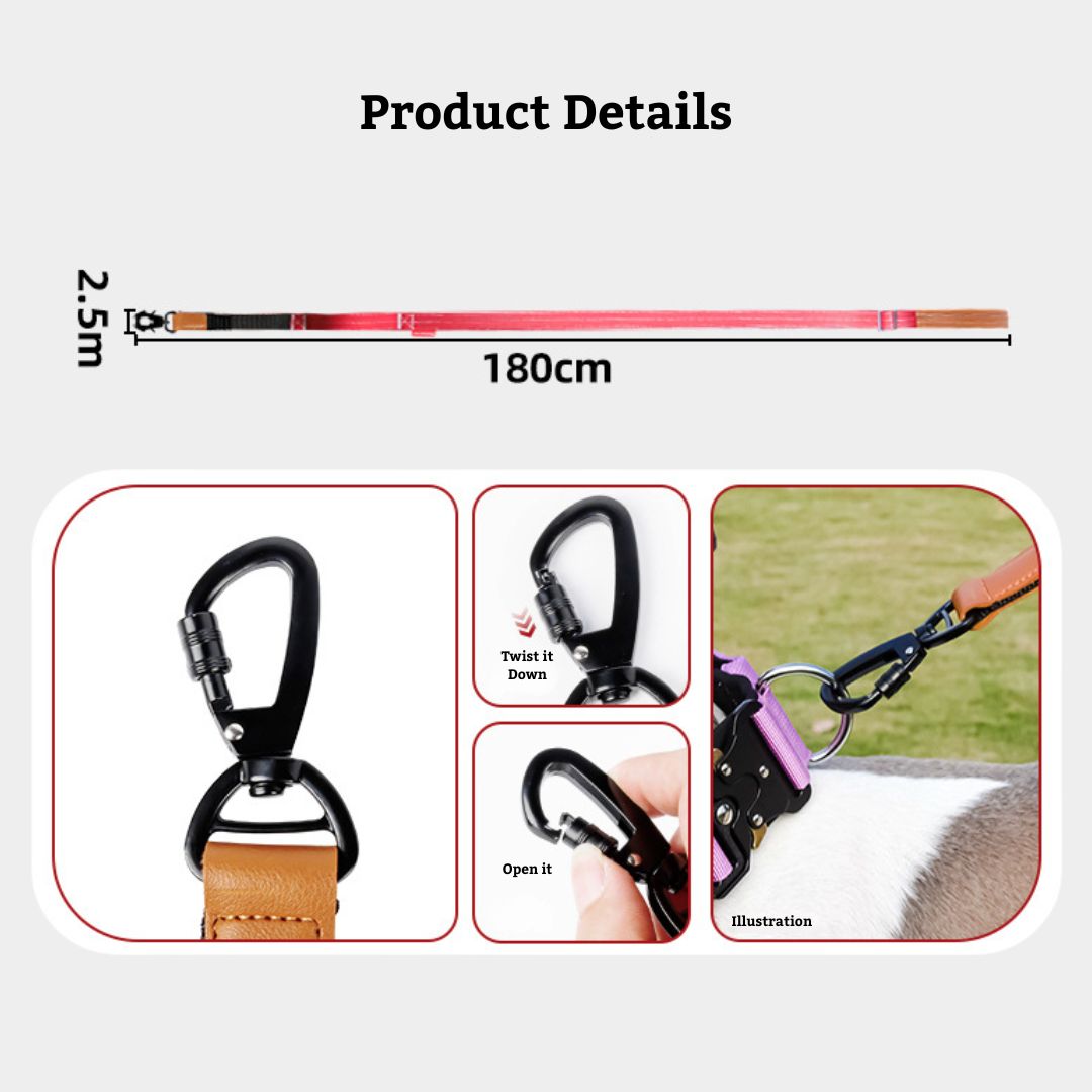 PTC MULTIFUNCTIONAL REFLECTIVE DOG LEASH IN RED 180X2.5CM image 2