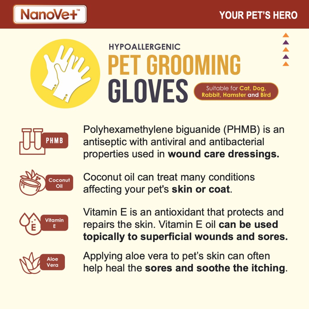 NANOVET PET GROOMING GLOVES 6PCS image 2
