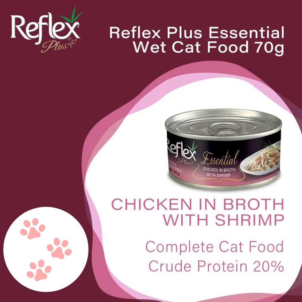 REFLEX PLUS ESSENTIAL CHICKEN IN BROTH WITH SHRIMP 70G WET CAT FOOD image 2
