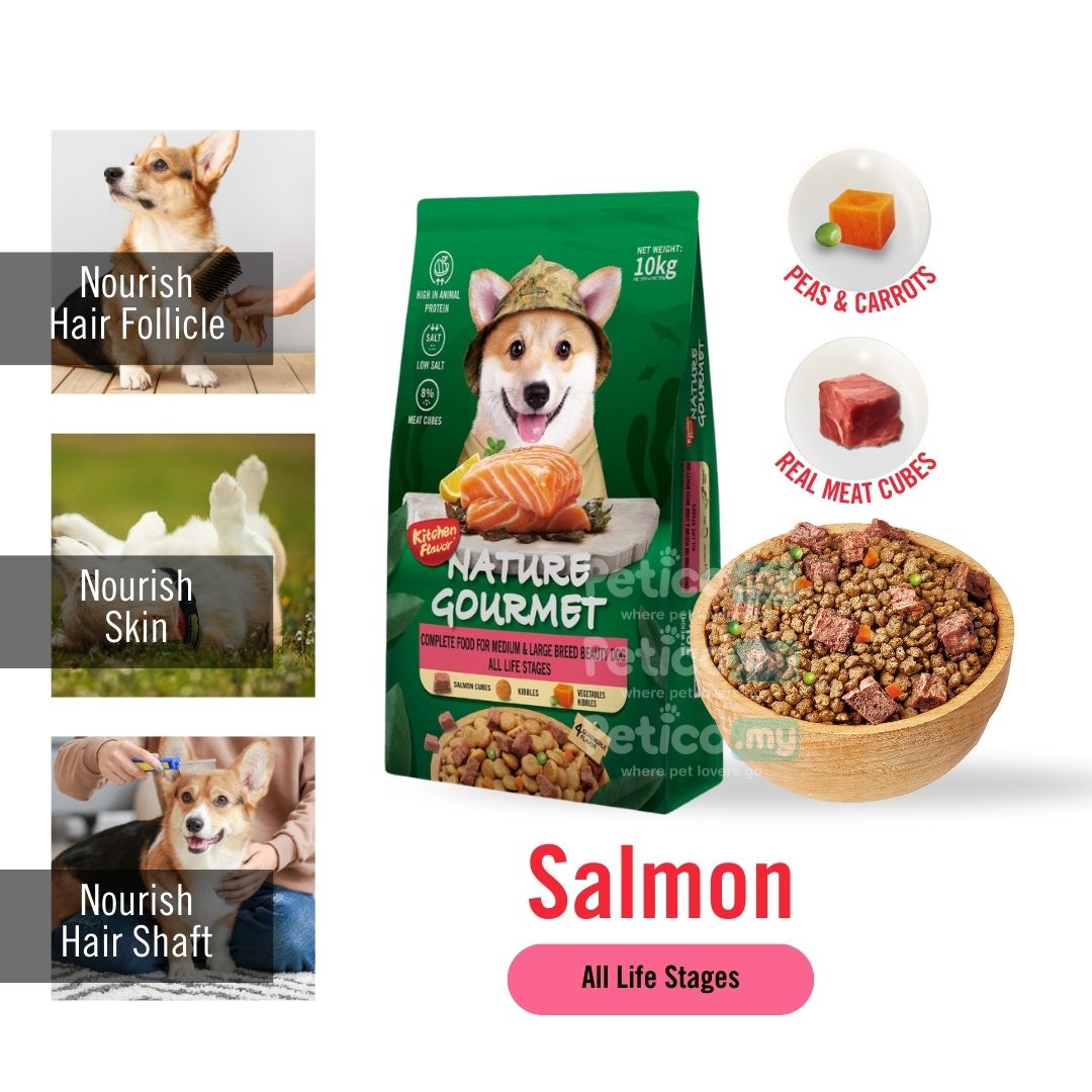 KITCHEN FLAVOR DOG 10KG NATURE GOURMET COMPLETE FOOD FOR MEDIUM & LARGE BEAUTY DOG ALL LIFE STAGES SALMON image 2