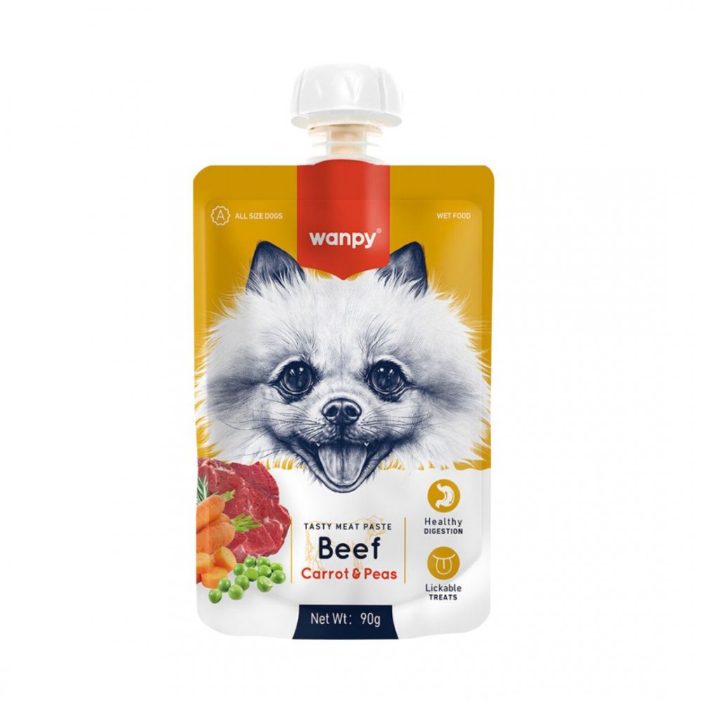 WANPY DOG 90G BEEF + CARROT & PEA TASTY MEAT PASTE image 2