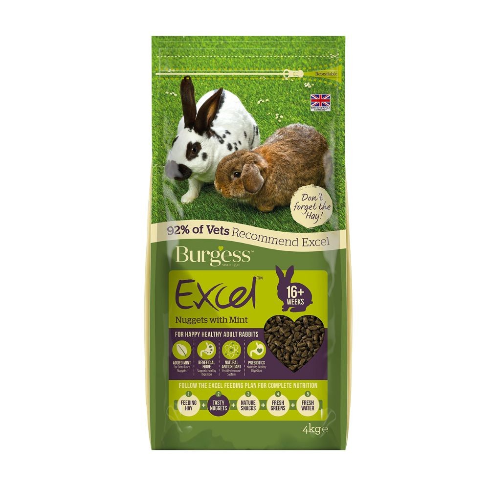 BURGESS 4KG EXCEL ADULT RABBIT NUGGETS WITH MINT image 2