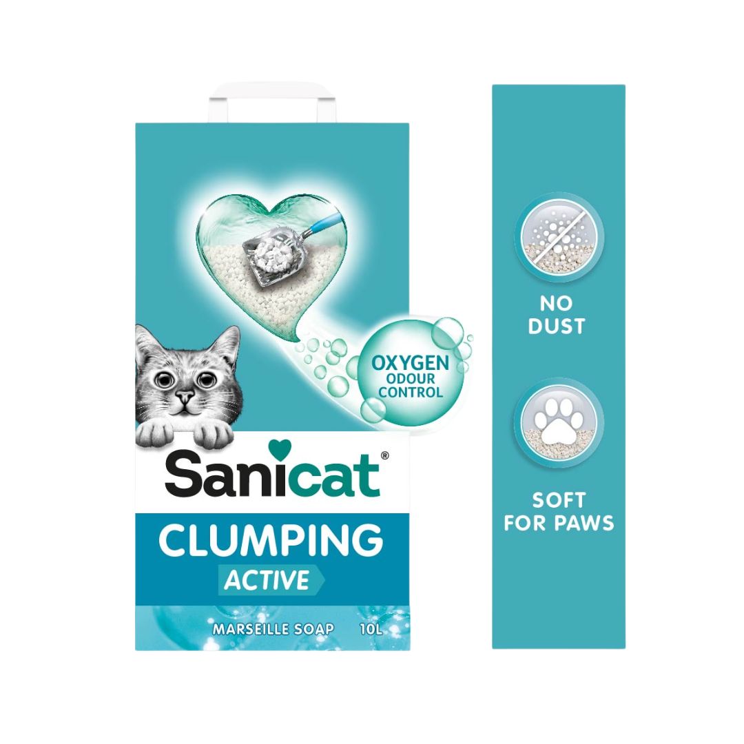 SANICAT CLUMPING WHITE ACTIVE MARSEILLE SOAP 10L BENTONITE CAT LITTER image 3