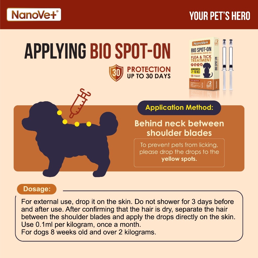 NANOVET SPOT-ON FLEA & TICK TREATMENT FOR DOG (10-20KG) image 7