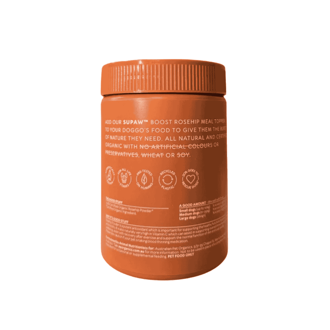 AUSTRALIAN PET ORGANICS CERTIFIED ORGANIC ROSEHIP POWDER 280G MEAL TOPPER image 2