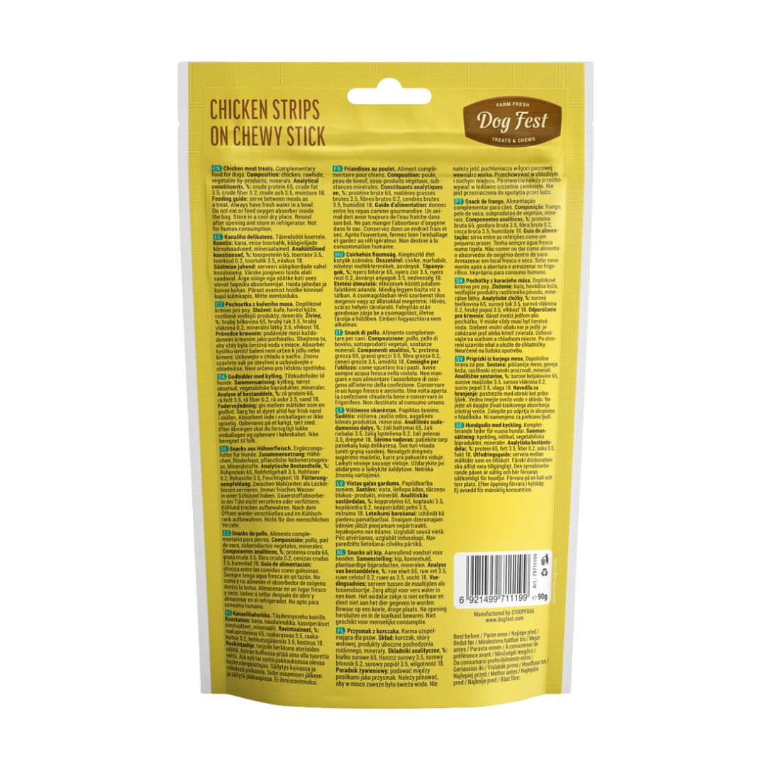 DOG FEST 90G CHICKEN STRIPS ON CHEWY STICK DOG SNACK image 2