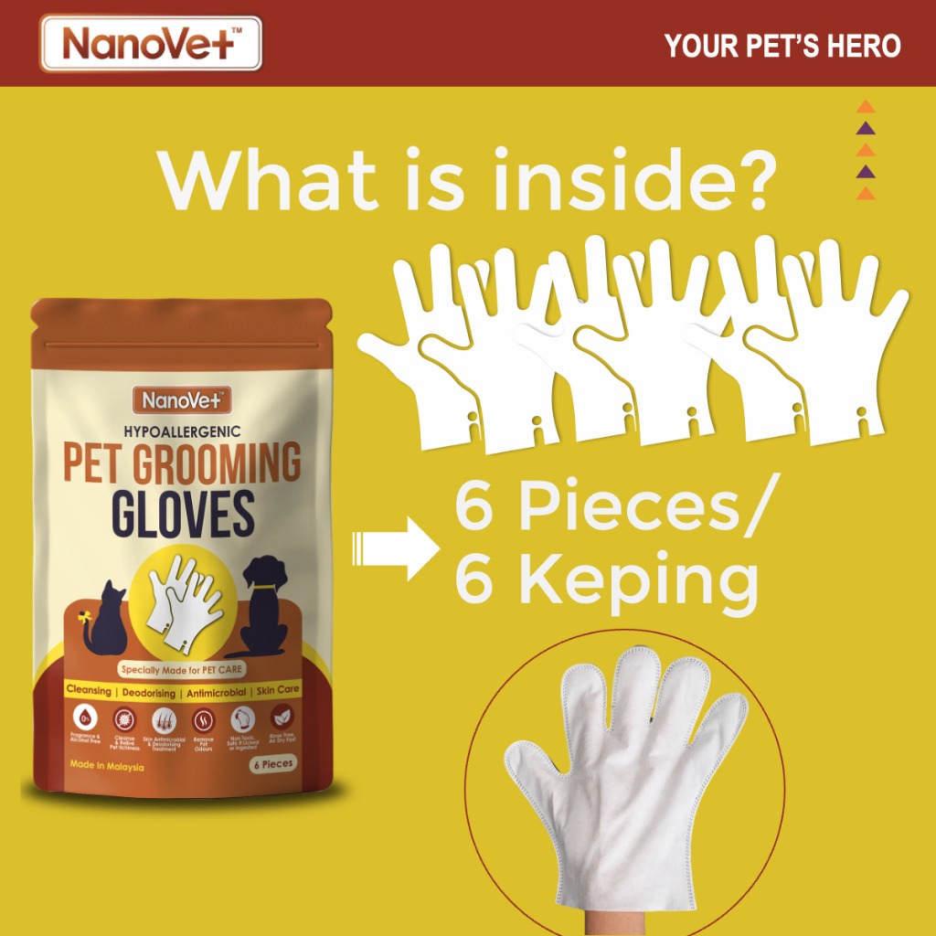 NANOVET PET GROOMING GLOVES 6PCS image 4