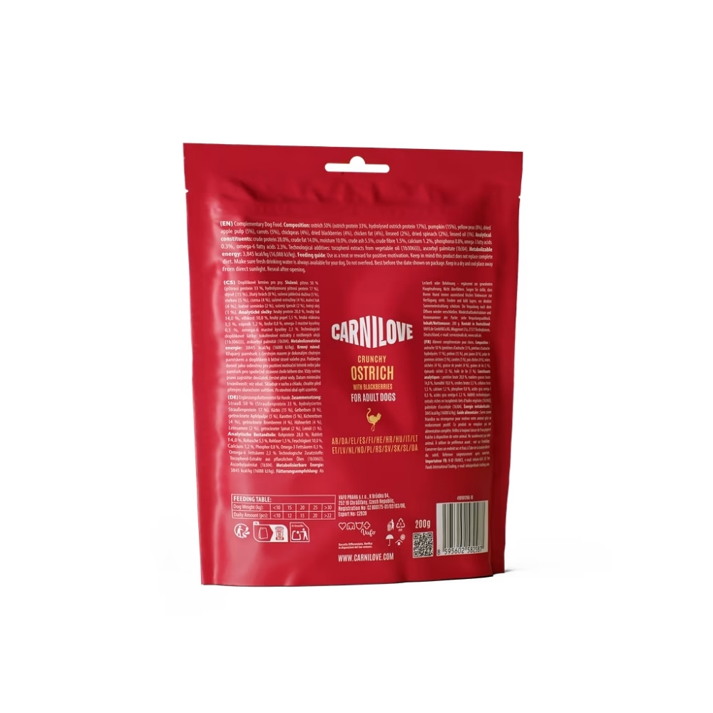 CARNILOVE DOG 200G CRUNCHY OSTRICH WITH BLACKBERRIES DOG SNACK image 2
