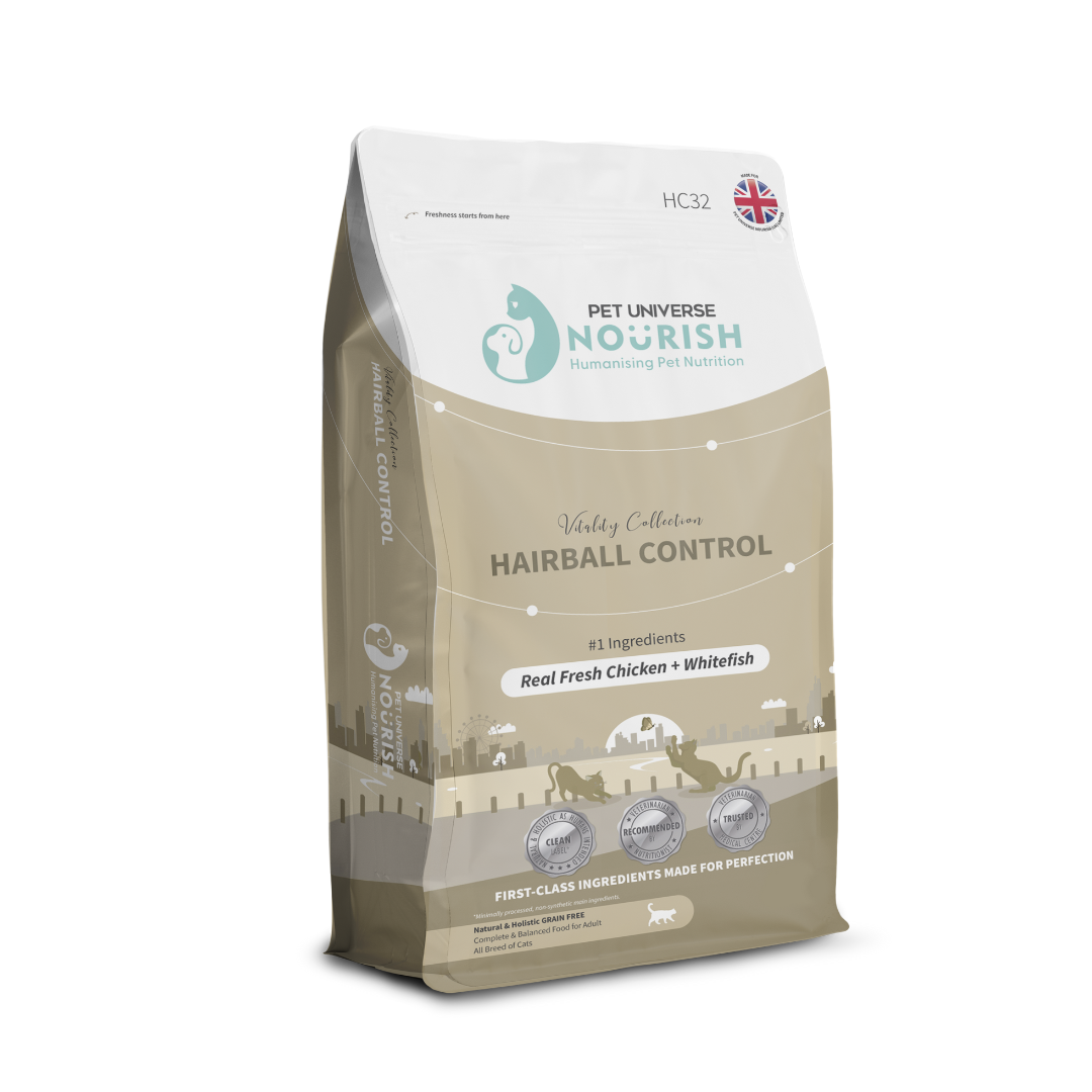 PET UNIVERSE NOURISH CAT VITALITY HAIRBALL CONTROL WITH FRESH CHICKEN AND WHITEFISH DRY CAT FOOD image 3