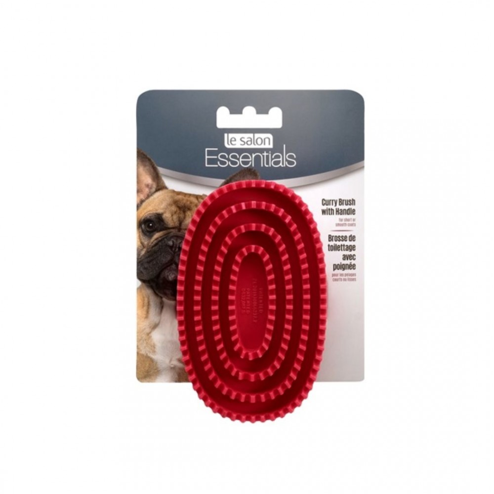LE SALON ESSENTIAL DOG RUBBER CURRY GROOMING BRUSH WITH LOOP HANDLE image 3