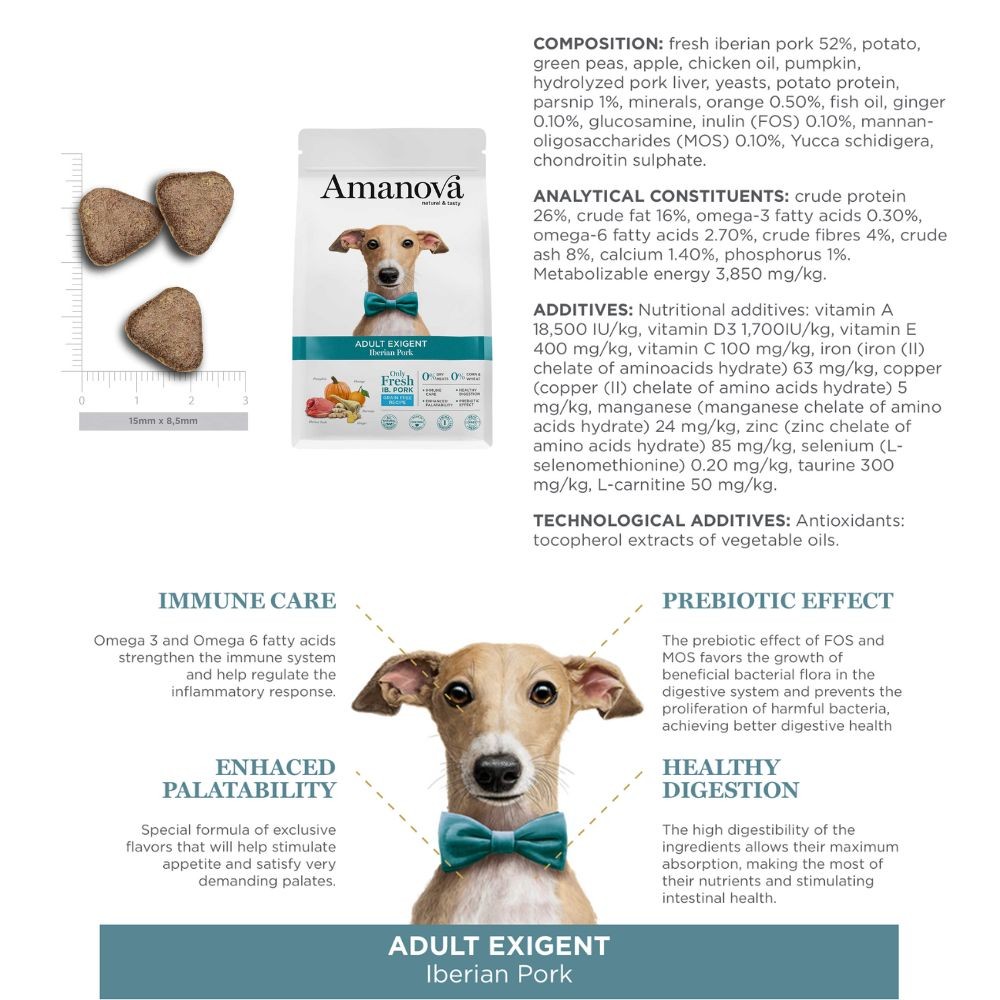 AMANOVA DOG 10KG ADULT EXIGENT IBERIAN PORK DRY DOG FOOD image 5