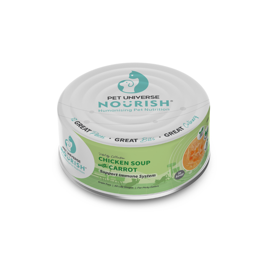 PET UNIVERSE NOURISH CAT VITALITY 70G CHICKEN SOUP WITH CARROT WET CAT FOOD image 2