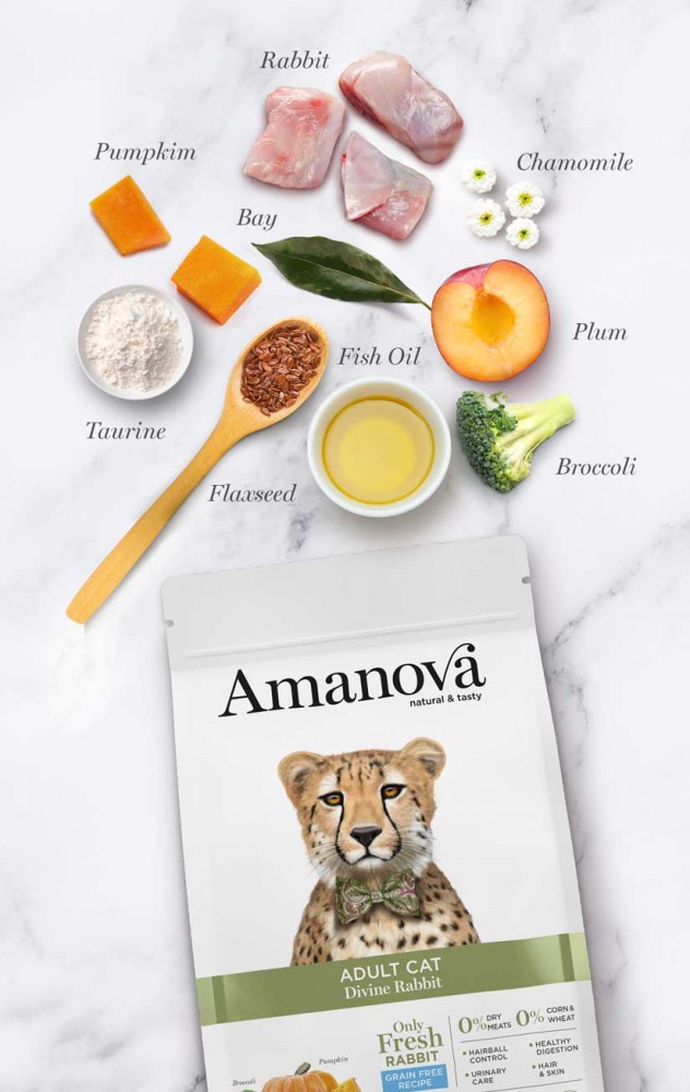 AMANOVA CAT 1.5KG ADULT DIVINE RABBIT GRAIN FREE DRY CAT FOOD image 2