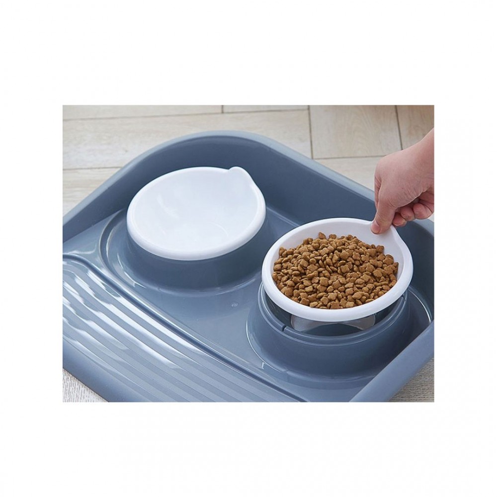 PTC TWIN PET BOWL WITH MAT IN GREY 45x35x8CM image 4