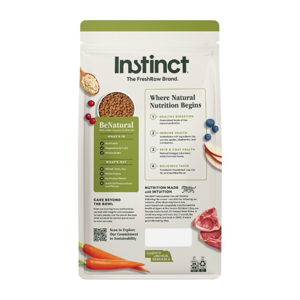 INSTINCT DOG BE NATURAL 2KG (4.5LB) REAL LAMB & OATMEAL RECIPE DRY DOG FOOD image 3